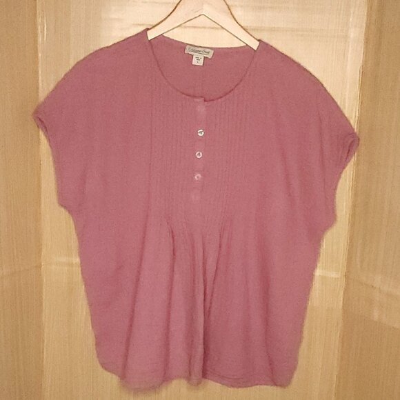 Coldwater Creek Womens Dusty Rose Pink Boxy Gauzy Button Down Shirt Large - Picture 1 of 7